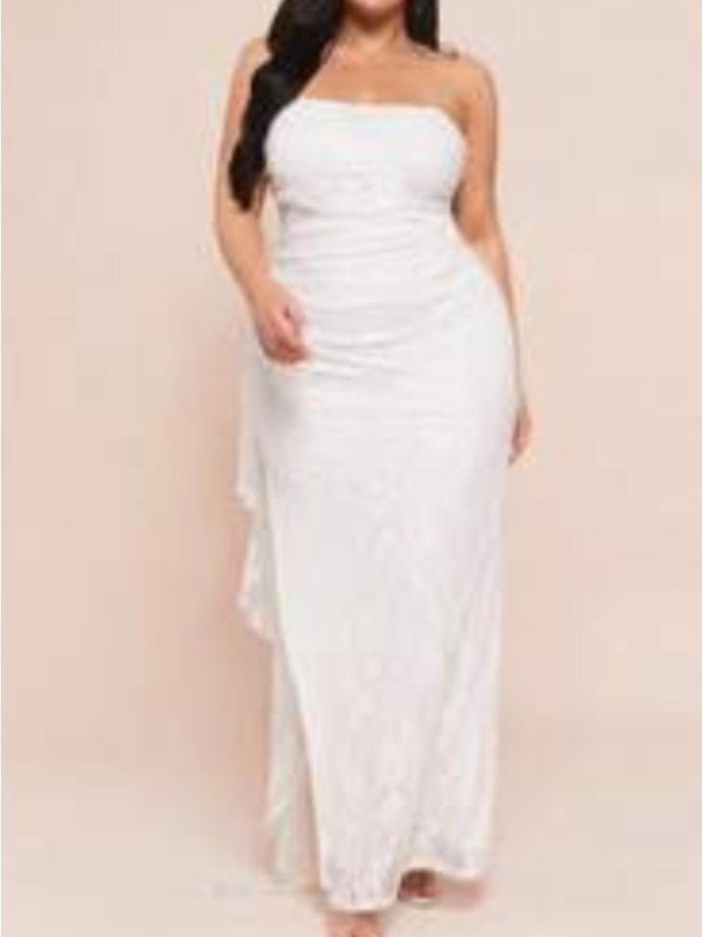 Strapless White Lace Evening Gown fully lined 1XL